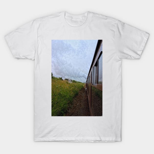 Steam train coach reflection T-Shirt by avrilharris